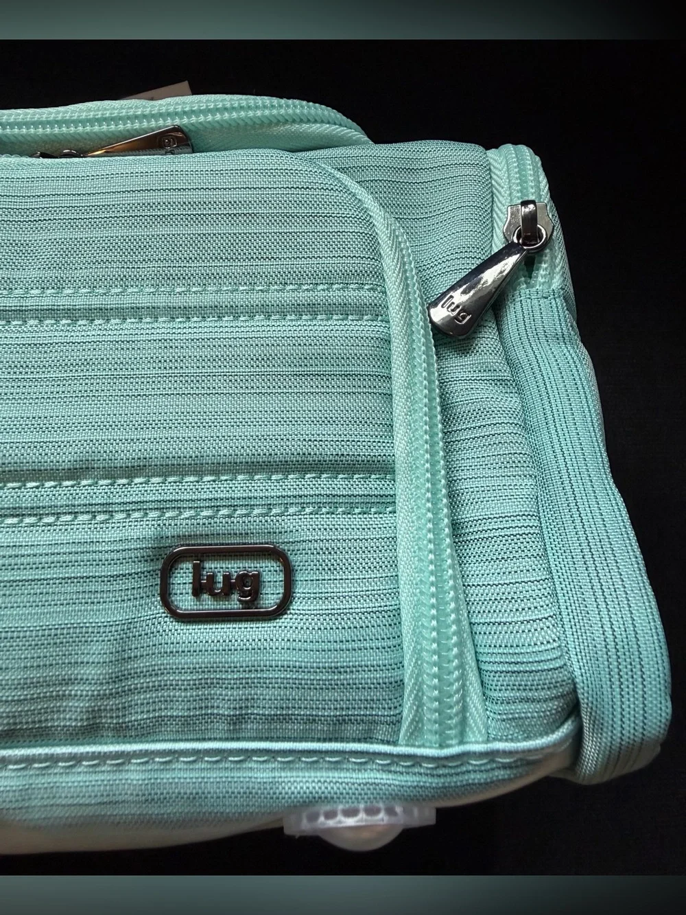 Lug Trolley Medium 2 Cosmetic Case – Brushed Aquamarine Blue Flamingo Foliage